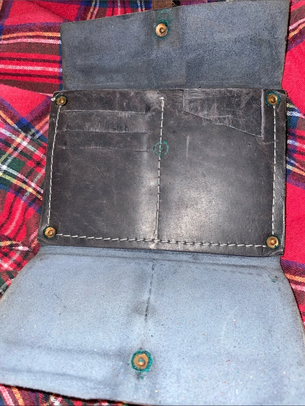 Bergamot + Amor Vintage-Style Blue Leather Wallet